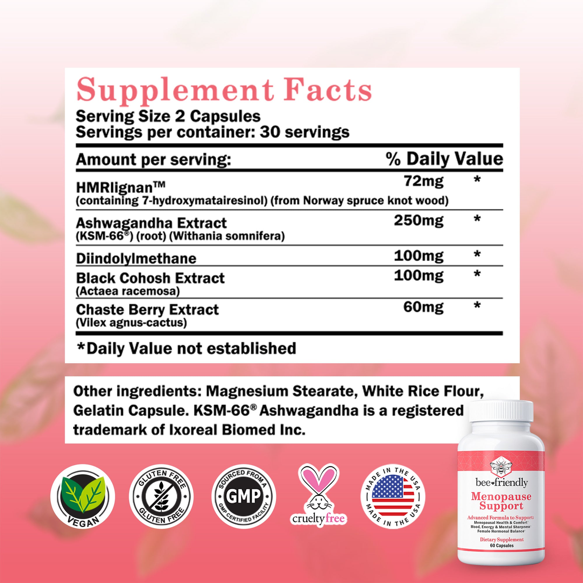 Menopause Supplements for Women, Relief of Hot Flashes, Night Sweats, For Menopausal Health, Comfort, Mood, Energy, Mental Sharpness, Hormonal Balance (60 Capsules)
