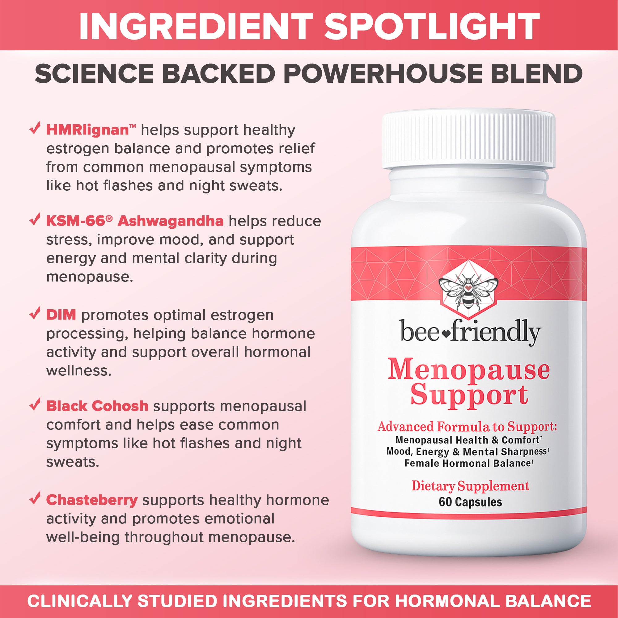 Menopause Supplements for Women, Relief of Hot Flashes, Night Sweats, For Menopausal Health, Comfort, Mood, Energy, Mental Sharpness, Hormonal Balance (60 Capsules)