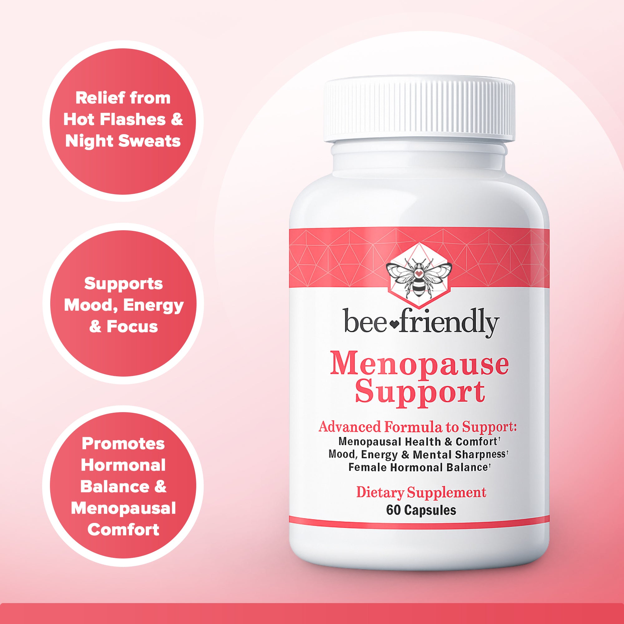 Menopause Supplements for Women, Relief of Hot Flashes, Night Sweats, For Menopausal Health, Comfort, Mood, Energy, Mental Sharpness, Hormonal Balance (60 Capsules)