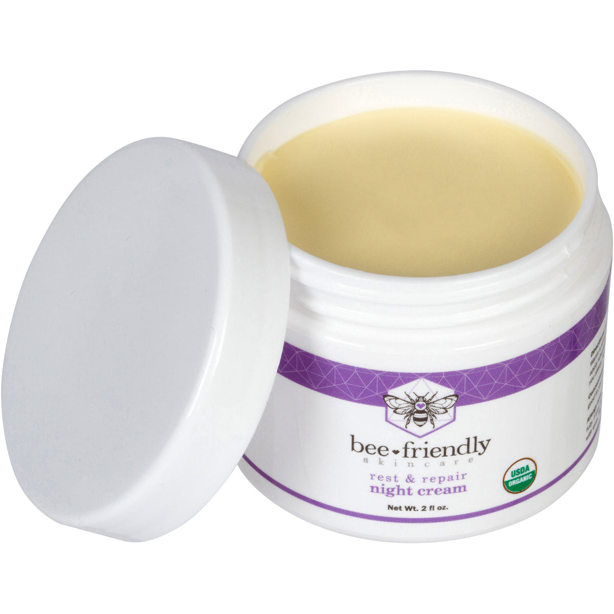 Certified Organic Night Cream, Deep Hydrating & Moisturizing Night Time Eye, Face, Neck & Decollete Cream 2 oz
