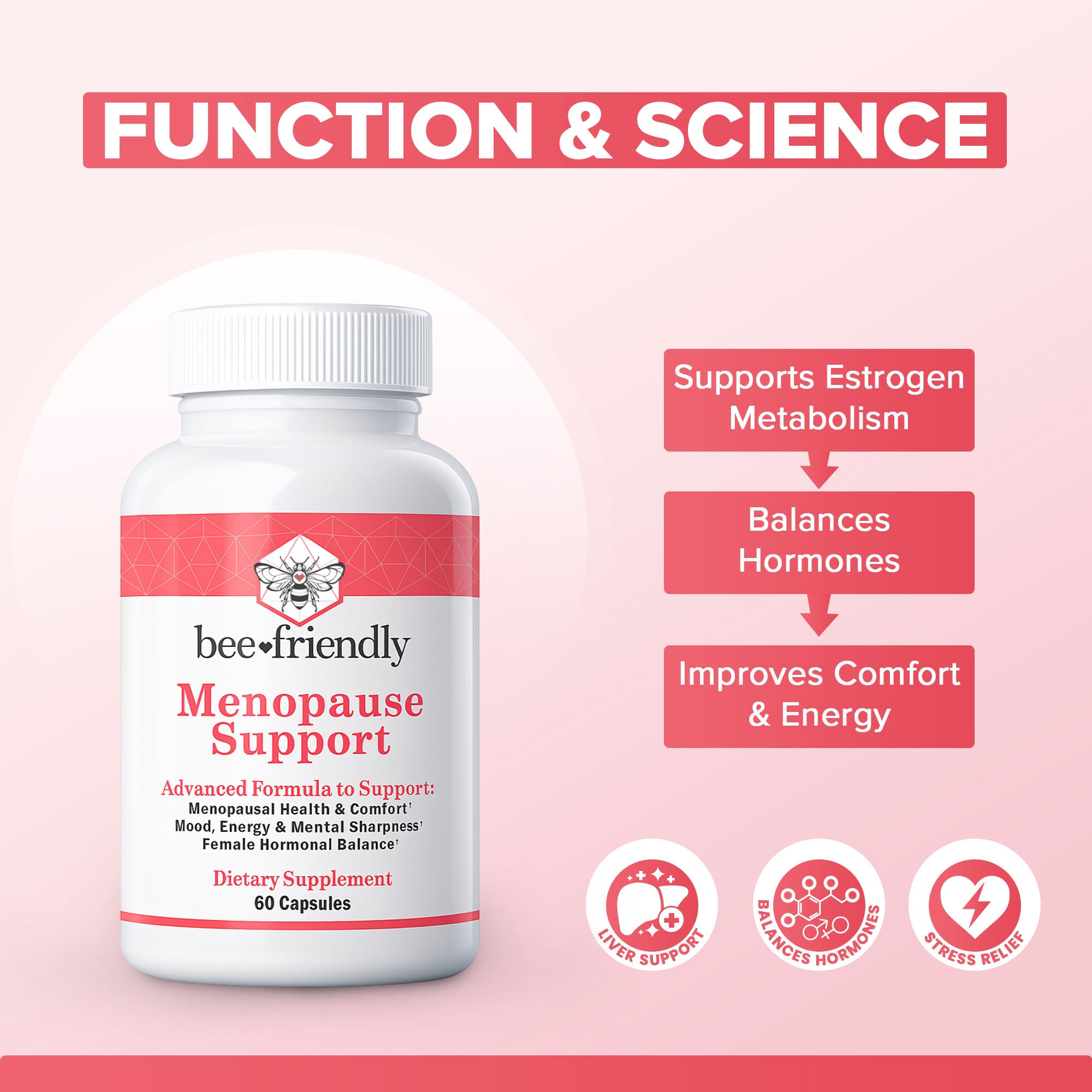 Menopause Supplements for Women, Relief of Hot Flashes, Night Sweats, For Menopausal Health, Comfort, Mood, Energy, Mental Sharpness, Hormonal Balance (60 Capsules)