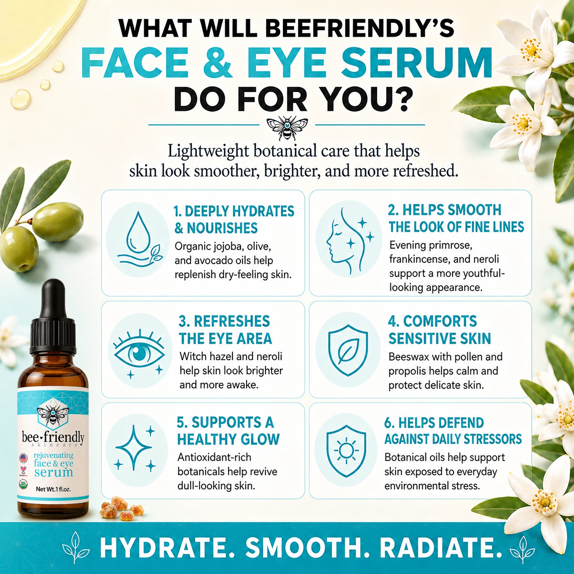 Organic Face & Eye Serum, Anti-Aging Hydration