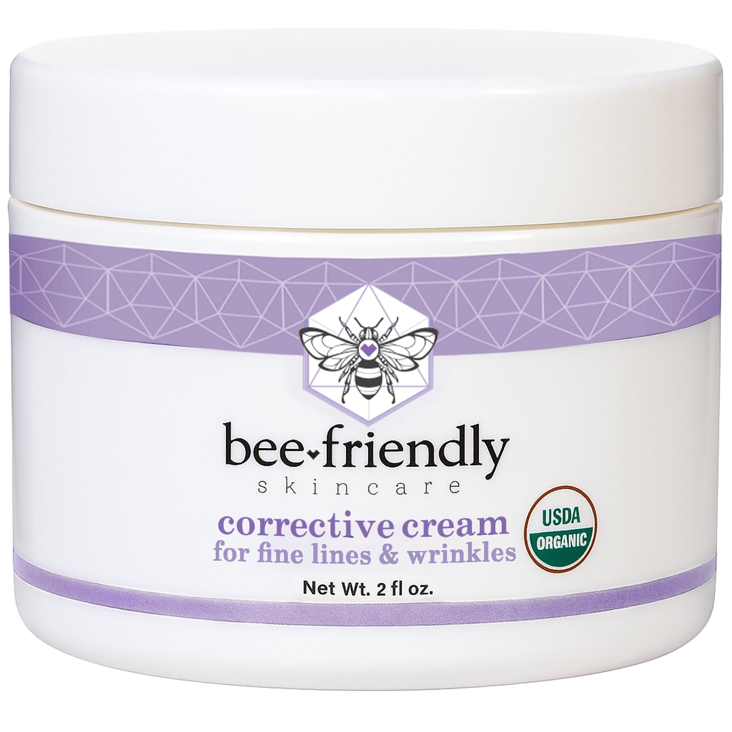 Organic Corrective Cream by BeeFriendly, USDA Certified Rich Anti Aging Facial Night Cream For Sensitive Skin Aids With Fine Lines, Wrinkles, Crows Feet, Eyes, Face, Neck 2 oz