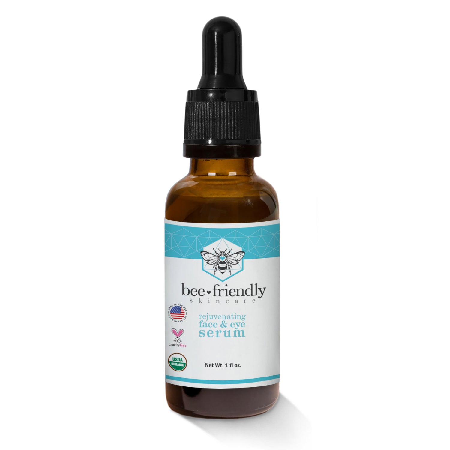 Organic Face & Eye Serum By BeeFriendly, Anti Aging, Deep Penetrating Hydration, Rejuvenates, Nourishes, Tightens, Brightens and Lifts Facial Skin, USDA Certified & All Natural, 1 oz
